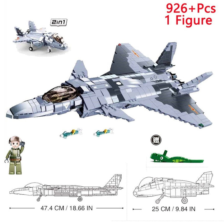 Military F/A-18E Super BumbleBee Strike Hornet Fighter Plane Building Blocks War Bricks Classic Model Educational Kids MOC Toys Jurassic Bricks