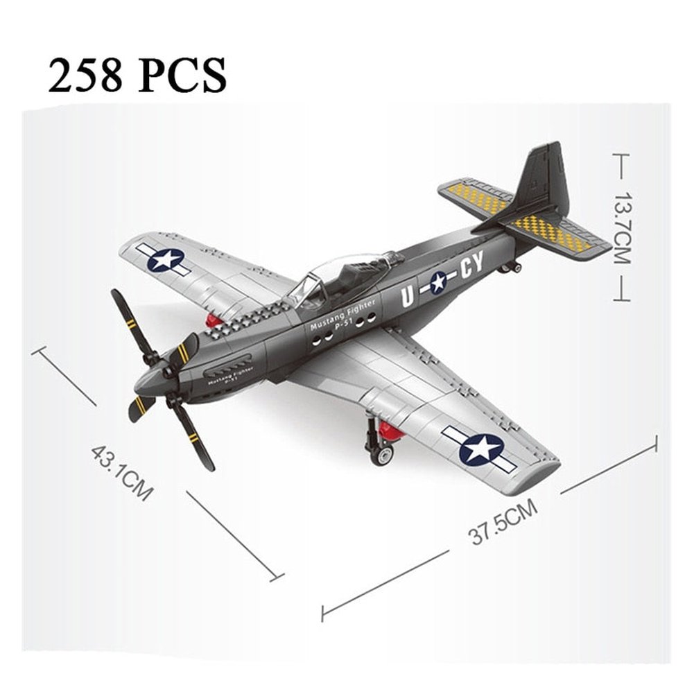 MOC NON LEGO Soldier Fighter Air Vehicle WW2 Aircraft Army Plane Building Blocks War Jet Construction Bricks toys