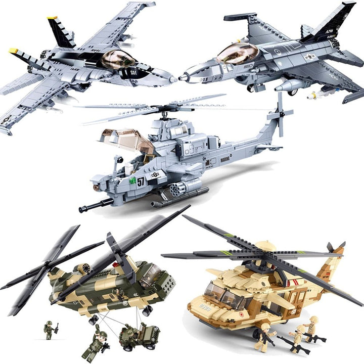 Military King of Jaeger AH-1Z VIPER Gunship Armed Helicopter Building Blocks Kit Bricks Classic Model Toys for Kids Gifts Jurassic Bricks