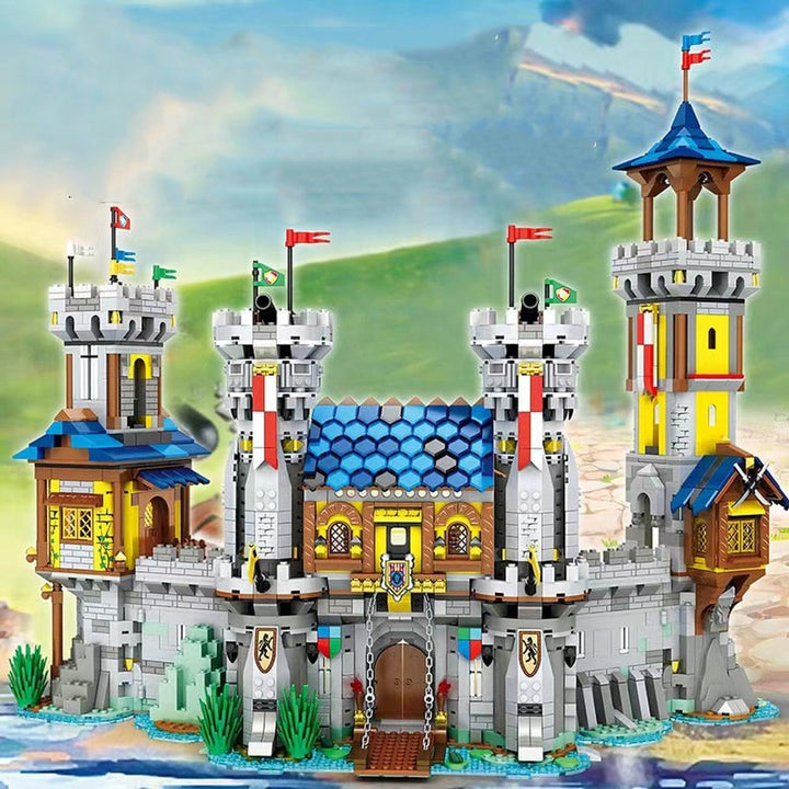 MOC NON LEGO Soldier Medieval Lion Country Castle Building Block City Gate Knight Siege Bridge Medieval Windmill Bricks Model Set Toys Kids