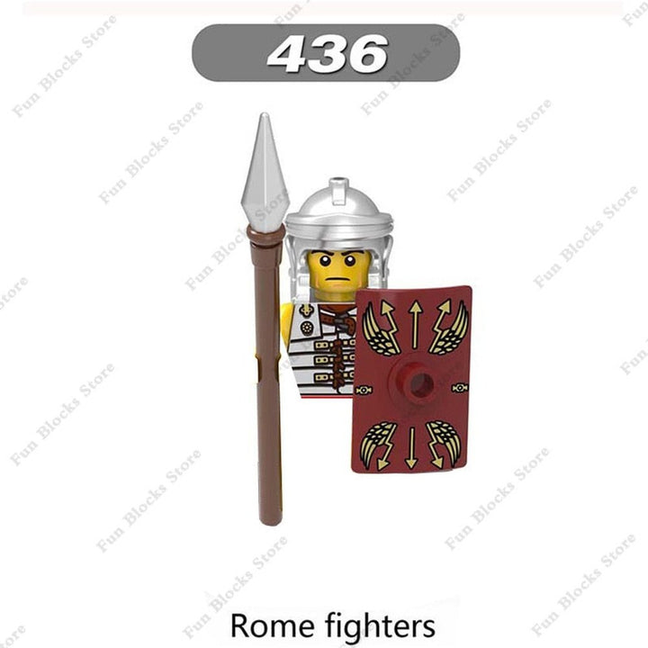 Military Minfigure Minifig Medieval Figures Building Blocks Roman Spartan Soldier Bricks Helmet Sword Accessories MOC Gifts Toys Jurassic Bricks