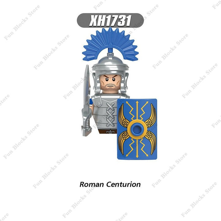 Military Minfigure Minifig Medieval Figures Building Blocks Roman Spartan Soldier Bricks Helmet Sword Accessories MOC Gifts Toys Jurassic Bricks