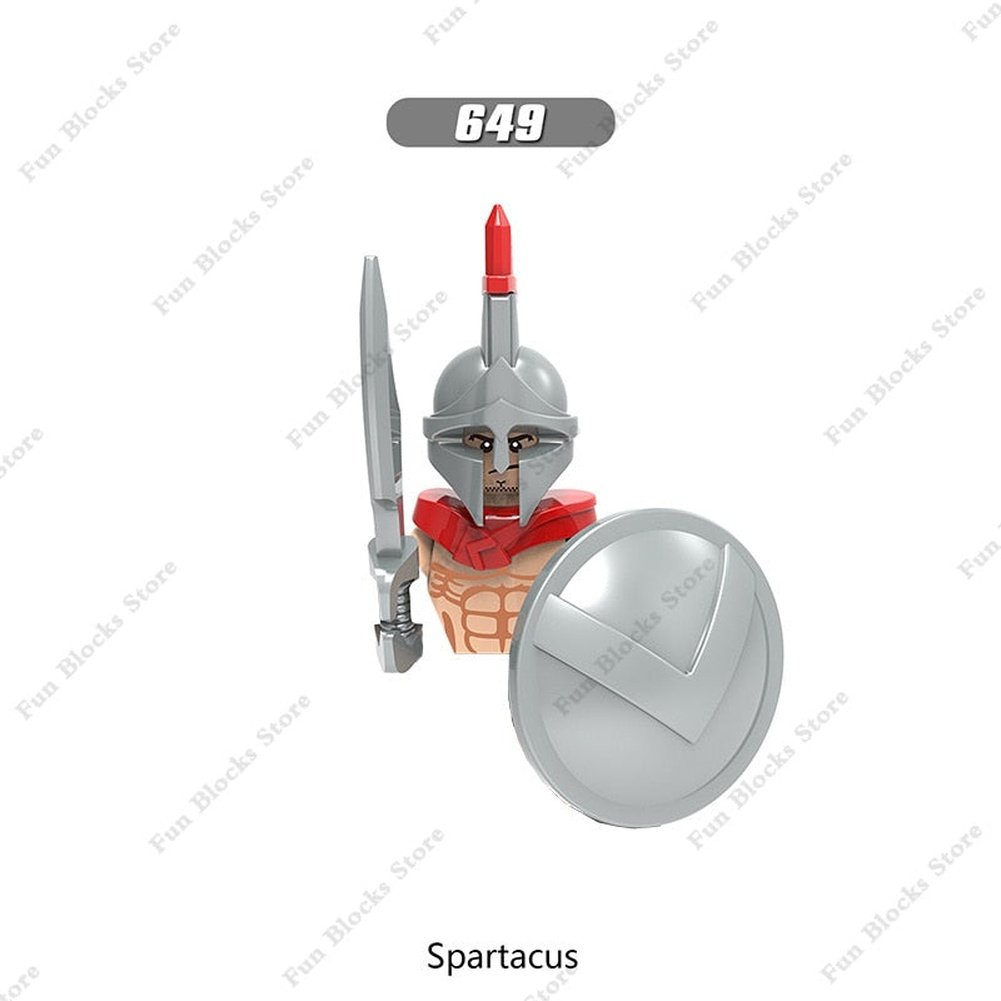 Military Minfigure Minifig Medieval Figures Building Blocks Roman Spartan Soldier Bricks Helmet Sword Accessories MOC Gifts Toys Jurassic Bricks