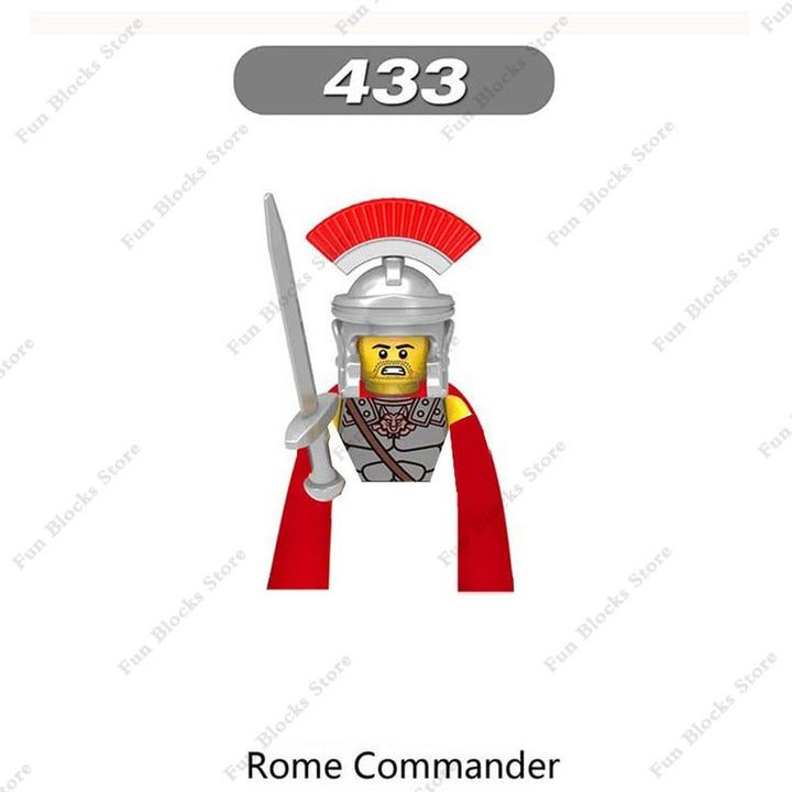 Military Minfigure Minifig Medieval Figures Building Blocks Roman Spartan Soldier Bricks Helmet Sword Accessories MOC Gifts Toys Jurassic Bricks