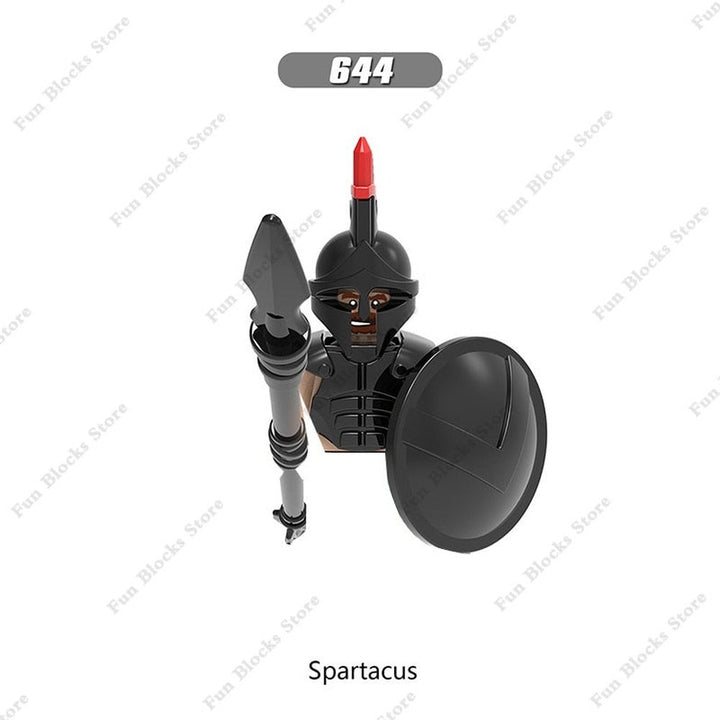 Military Minfigure Minifig Medieval Figures Building Blocks Roman Spartan Soldier Bricks Helmet Sword Accessories MOC Gifts Toys Jurassic Bricks