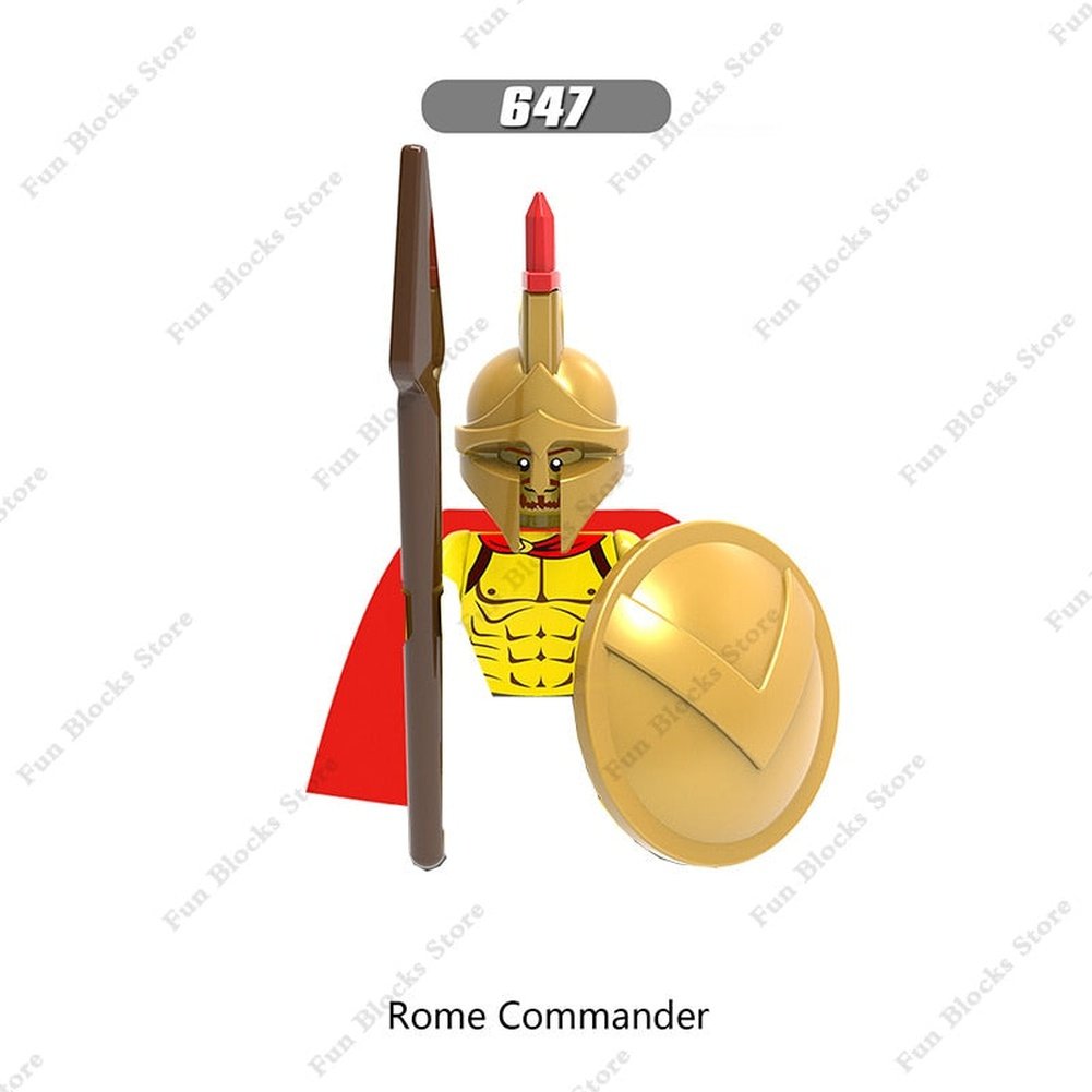 Military Minfigure Minifig Medieval Figures Building Blocks Roman Spartan Soldier Bricks Helmet Sword Accessories MOC Gifts Toys Jurassic Bricks