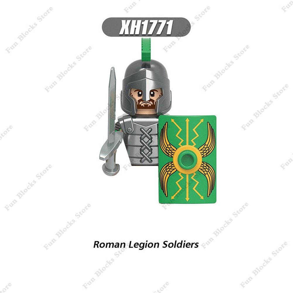 Military Minfigure Minifig Medieval Figures Building Blocks Roman Spartan Soldier Bricks Helmet Sword Accessories MOC Gifts Toys Jurassic Bricks