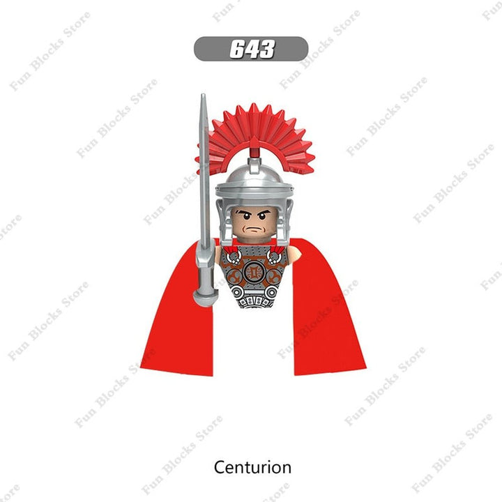 Military Minfigure Minifig Medieval Figures Building Blocks Roman Spartan Soldier Bricks Helmet Sword Accessories MOC Gifts Toys Jurassic Bricks