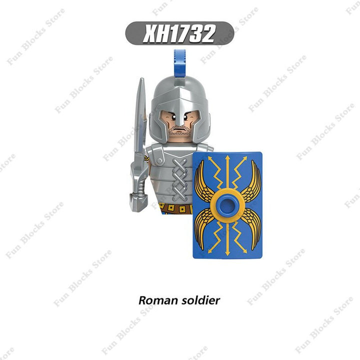 Military Minfigure Minifig Medieval Figures Building Blocks Roman Spartan Soldier Bricks Helmet Sword Accessories MOC Gifts Toys Jurassic Bricks