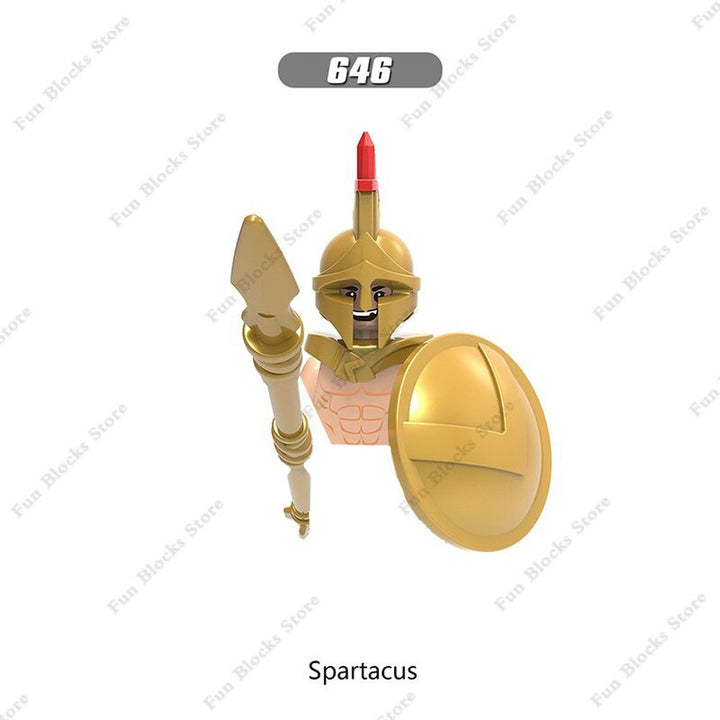 Military Minfigure Minifig Medieval Figures Building Blocks Roman Spartan Soldier Bricks Helmet Sword Accessories MOC Gifts Toys Jurassic Bricks