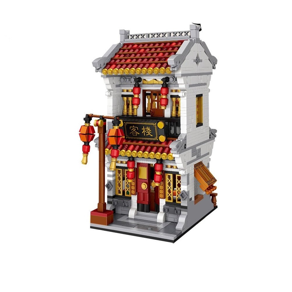 Mini Block Mini Chinatown Big China Street Chinese Tradition Tea House Pharmacy Inn Special Model DIY Assembly Toys Jurassic Bricks