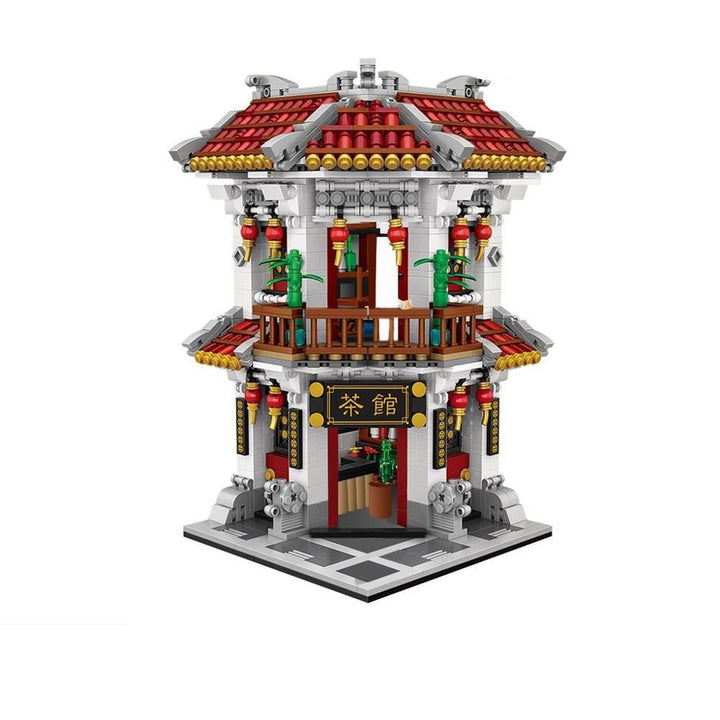 MOC NON LEGO Mini Block Mini Chinatown Big China Street Chinese Tradition Tea House Pharmacy Inn Special Model DIY Assembly Toys