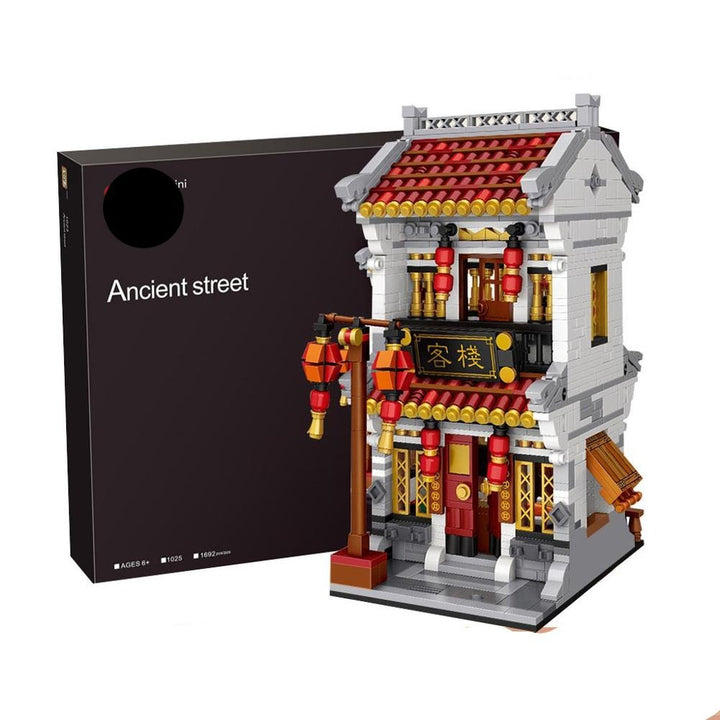 Mini Block Mini Chinatown Big China Street Chinese Tradition Tea House Pharmacy Inn Special Model DIY Assembly Toys Jurassic Bricks