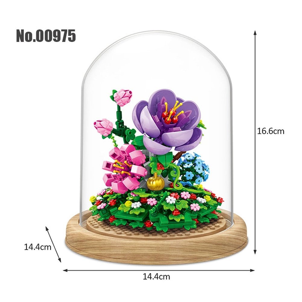 Mini Building Blocks Flower Peach Blossom Peony Flower Plum Bird Potted 3D Model Ornaments Children&#39;s Educational Toys Girl Gift Jurassic Bricks