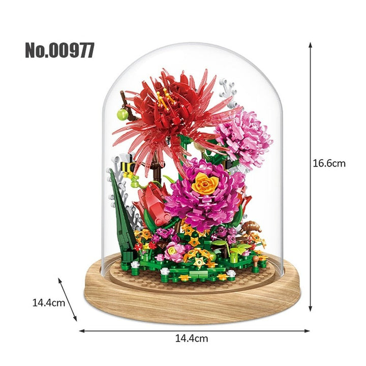 Mini Building Blocks Flower Peach Blossom Peony Flower Plum Bird Potted 3D Model Ornaments Children&#39;s Educational Toys Girl Gift Jurassic Bricks