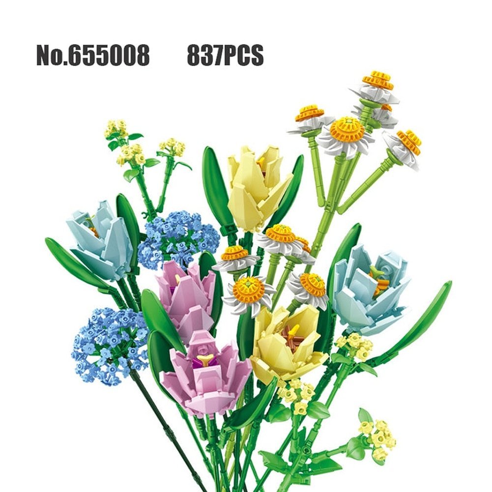 Mini Building Blocks Flower Peach Blossom Peony Flower Plum Bird Potted 3D Model Ornaments Children&#39;s Educational Toys Girl Gift Jurassic Bricks