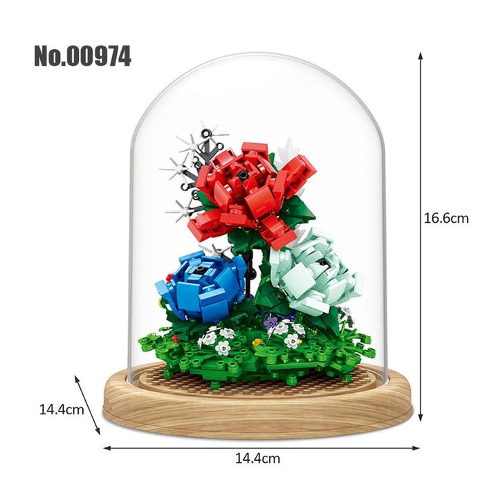 Mini Building Blocks Flower Peach Blossom Peony Flower Plum Bird Potted 3D Model Ornaments Children&#39;s Educational Toys Girl Gift Jurassic Bricks