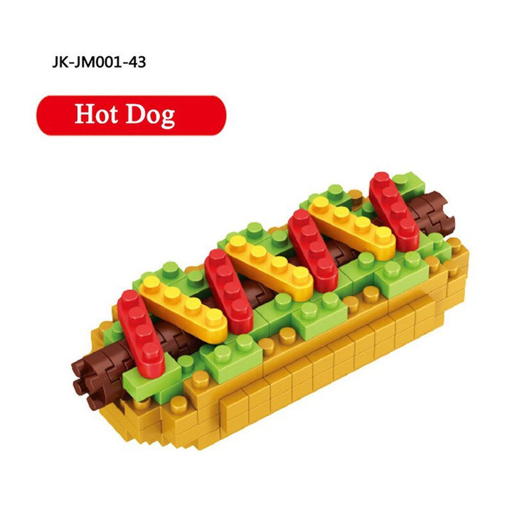 Mini Food Fast Food Fruit 3D Model Building Blocks DIY Wine Burger French Fries Hot Dog Cake Puzzle Assembly Toy Boy Girl Gift Jurassic Bricks