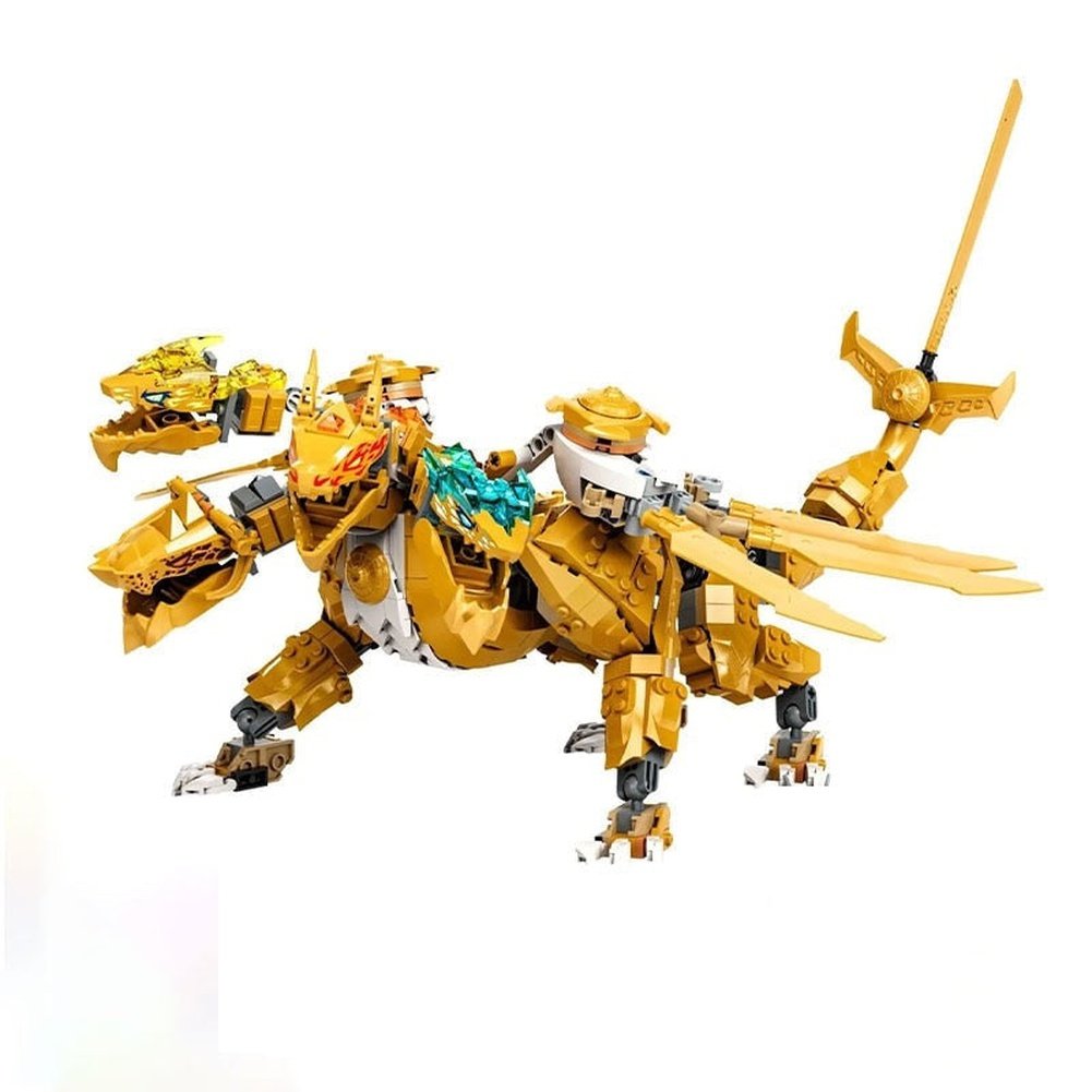 Movie series Lloyd Gold Superdragon Building Blocks Four-Headed Dragon Mecha Digital Brick Toy Boy Gift 71774 Christmas Gifts Jurassic Bricks