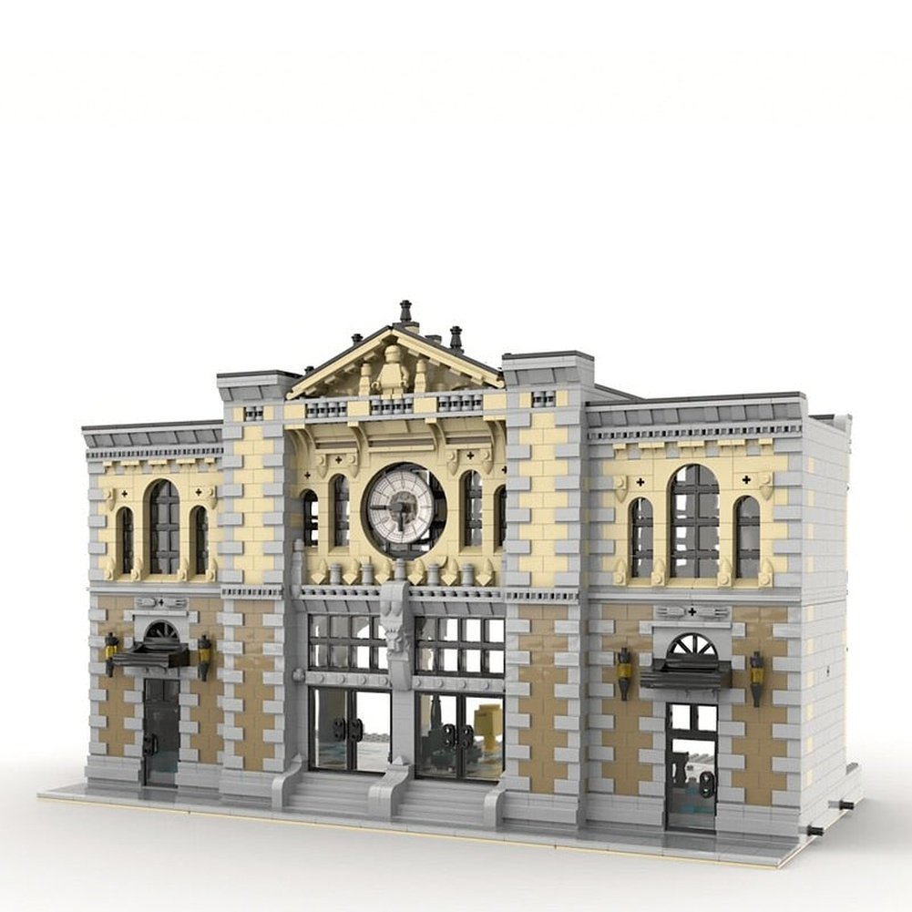 NEW 4236PCS Hot Sale Street View Moc ModularBuilding The Central Train Station DIY ChildrenToy Christmas Blocks Gift MOC-85866 Jurassic Bricks