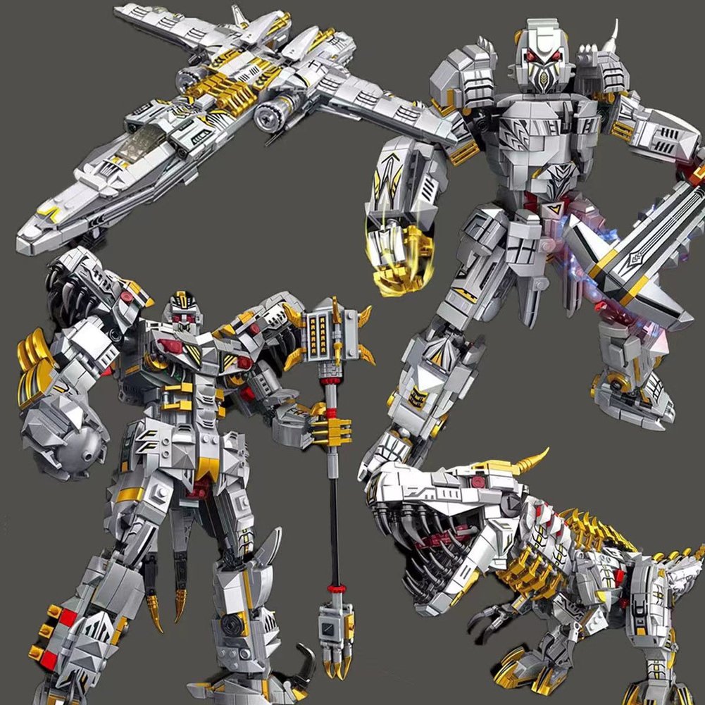 New 2IN1 Transformer Building Blocks Robot Deformation Large Steel Mecha Deformed Dinosaur Tyrannosaurus Rex Airship Bricks Toys Jurassic Bricks