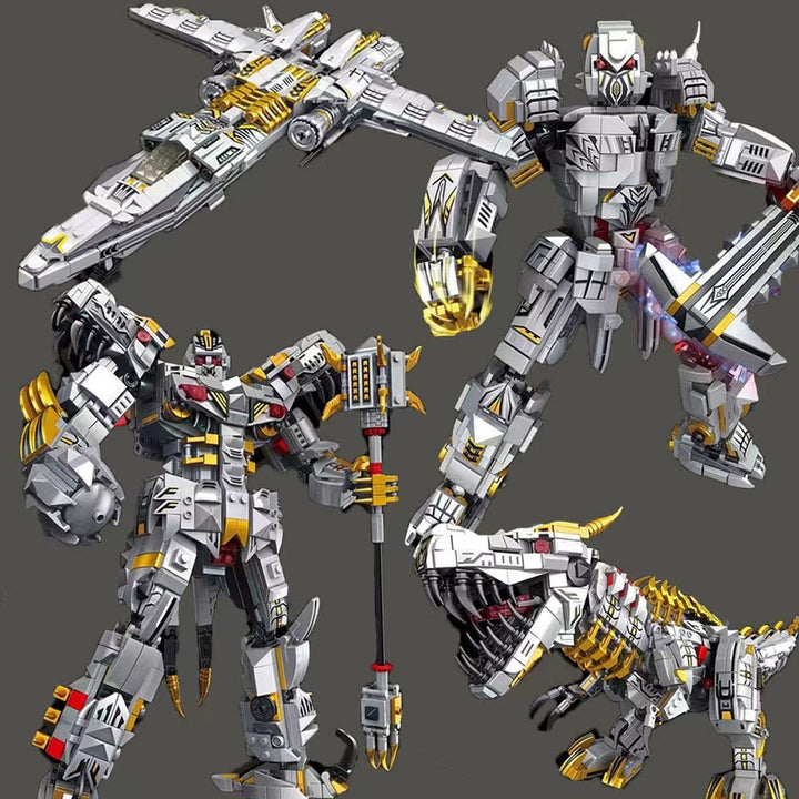 New 2IN1 Transformer Building Blocks Robot Deformation Large Steel Mecha Deformed Dinosaur Tyrannosaurus Rex Airship Bricks Toys Jurassic Bricks