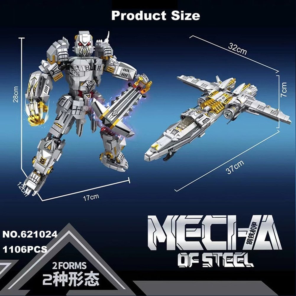 New 2IN1 Transformer Building Blocks Robot Deformation Large Steel Mecha Deformed Dinosaur Tyrannosaurus Rex Airship Bricks Toys Jurassic Bricks