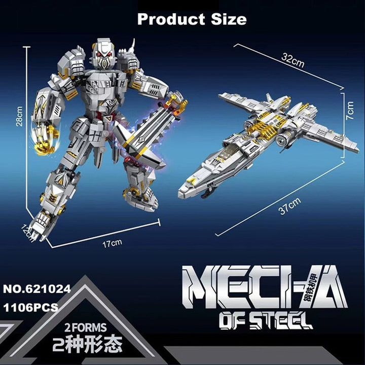 New 2IN1 Transformer Building Blocks Robot Deformation Large Steel Mecha Deformed Dinosaur Tyrannosaurus Rex Airship Bricks Toys Jurassic Bricks