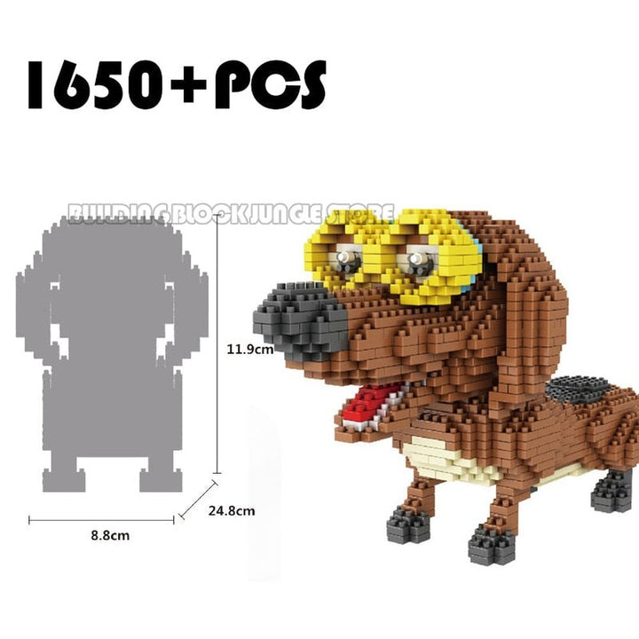 MOC NON LEGO New Cartoon Dog Mini Block Beagle Hound Schnauzer Dachshund Sheepdog DIY Building Brick Toy For Kids Box