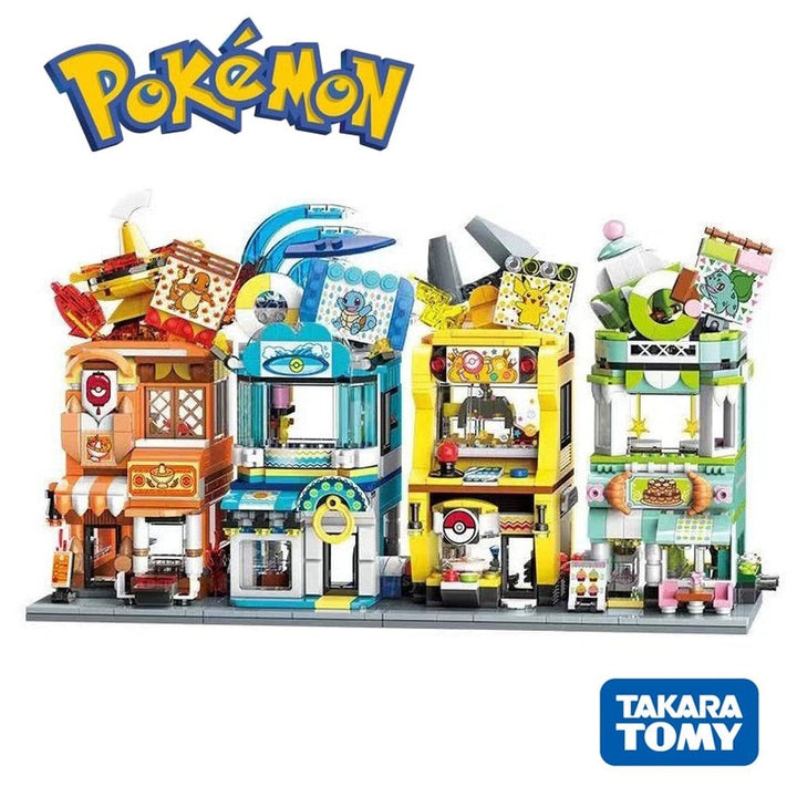 New Classic Anime Pokemon Center House Pikachu Greninja Mewtwo Charizard Venusaur Building Blocks Bricks Sets Model DIY Toy Gift Jurassic Bricks