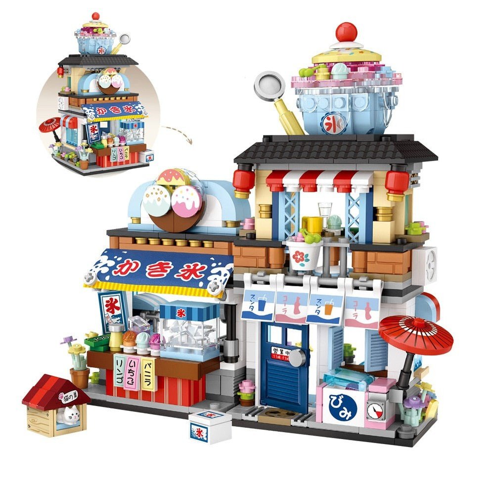 MOC NON LEGO New Creative Sea Fish Food House Model Building Block MOC Retail Store With Figure Dolls Bricks Sets  Toys Kids