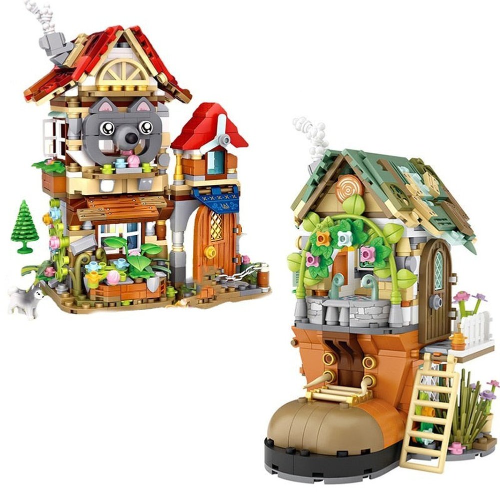 New Creative Sea Fish Food House Model Building Block MOC Retail Store With Figure Dolls Bricks Sets Boys Toys Kids Gifts Jurassic Bricks