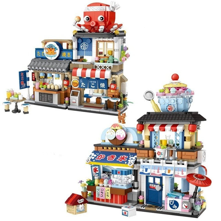 New Creative Sea Fish Food House Model Building Block MOC Retail Store With Figure Dolls Bricks Sets Boys Toys Kids Gifts Jurassic Bricks