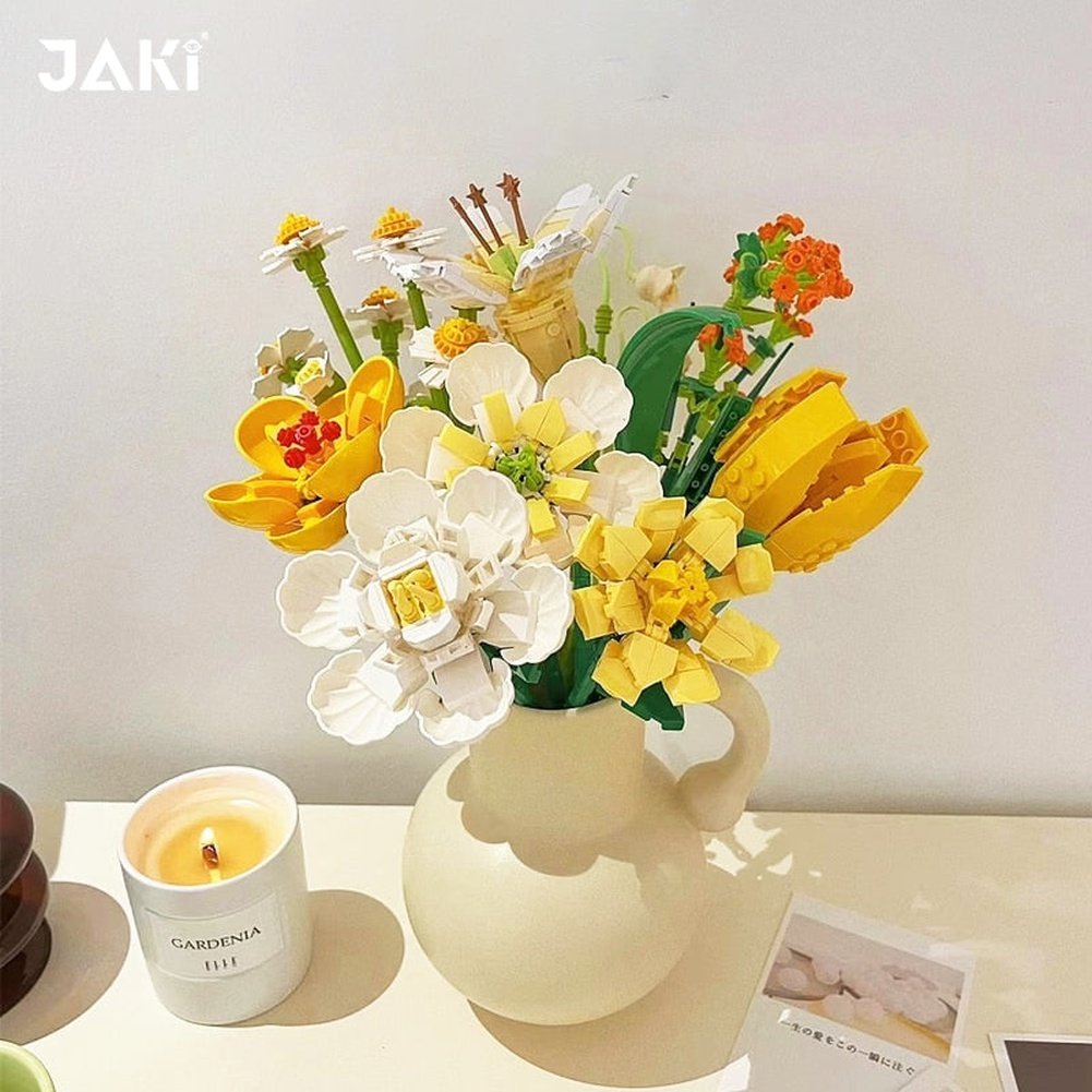 New Romantic Creative Flowers Bouquet Building Blocks MOC Home Decoration Flower Rose Bricks DIY Toys For Girls Christmas Gift Jurassic Bricks