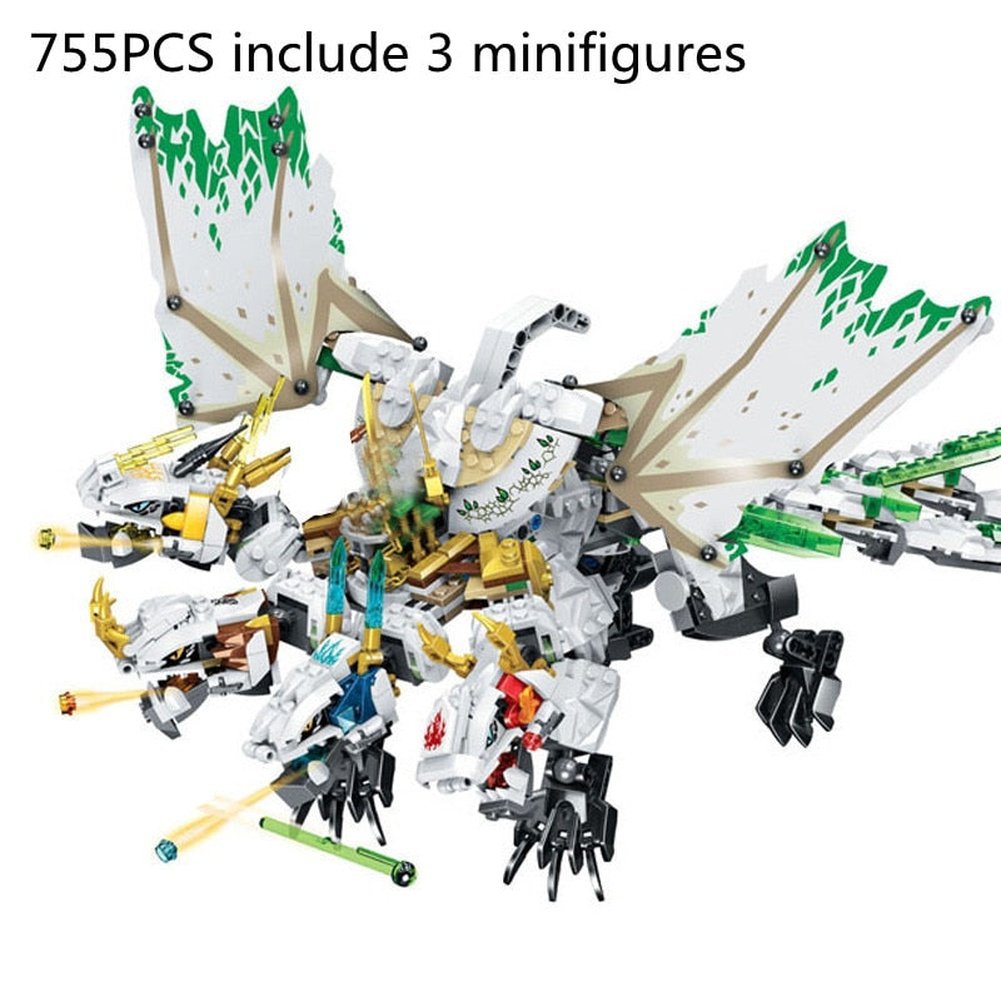 MOC NON LEGO Ninja The Ultra Dragon Flying Mecha Dragon Transformation Building Block Sets with Figures Compatible Ninja 70679 DIY Toys