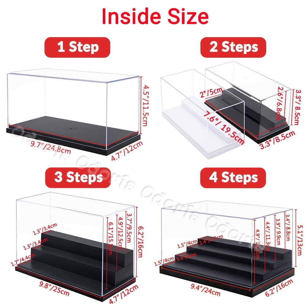 Odoria 1/2/3/4 Steps Acrylic Display Case Large Dustproof Clear Box Cabinet for 1/87 1/35 Action Figures Collectibles Model Jurassic Bricks