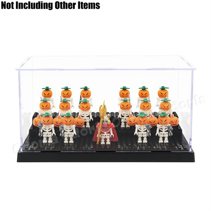 Odoria 3/4 Steps Building Blocks Bricks Acrylic Display Case Dustproof Clear Box Cabinet for Mini Figure City Moc Baseplates Jurassic Bricks