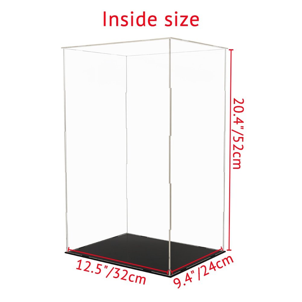 Odoria 30/35/43/52/56cm Large Acrylic Display Case Dustproof Clear Box Cabinet for Action Figure Collectibles Model Doll Scale Jurassic Bricks