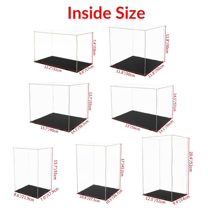 Odoria 30/35/43/52/56cm Large Acrylic Display Case Dustproof Clear Box Cabinet for Action Figure Collectibles Model Doll Scale Jurassic Bricks