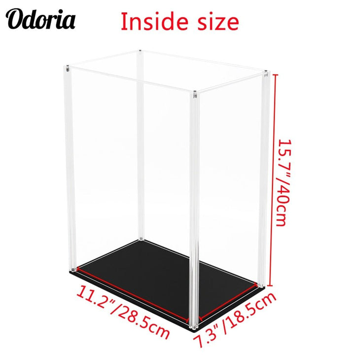 Odoria 34/40/51cm Sliding Door Acrylic Display Case Large Dustproof Clear Box Cabinet 1/87 1/35 Action Figure Collectibles Model Jurassic Bricks