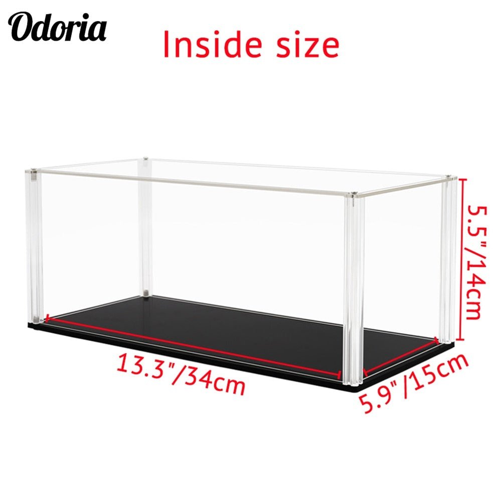 Odoria 34/40/51cm Sliding Door Acrylic Display Case Large Dustproof Clear Box Cabinet 1/87 1/35 Action Figure Collectibles Model Jurassic Bricks