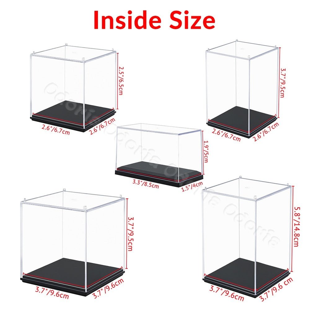 Odoria 7/9/14cm Small Acrylic Display Case Dustproof Clear Cube Box Anime Action Mini Figures Collectibles Doll 1:64 Car Model Jurassic Bricks