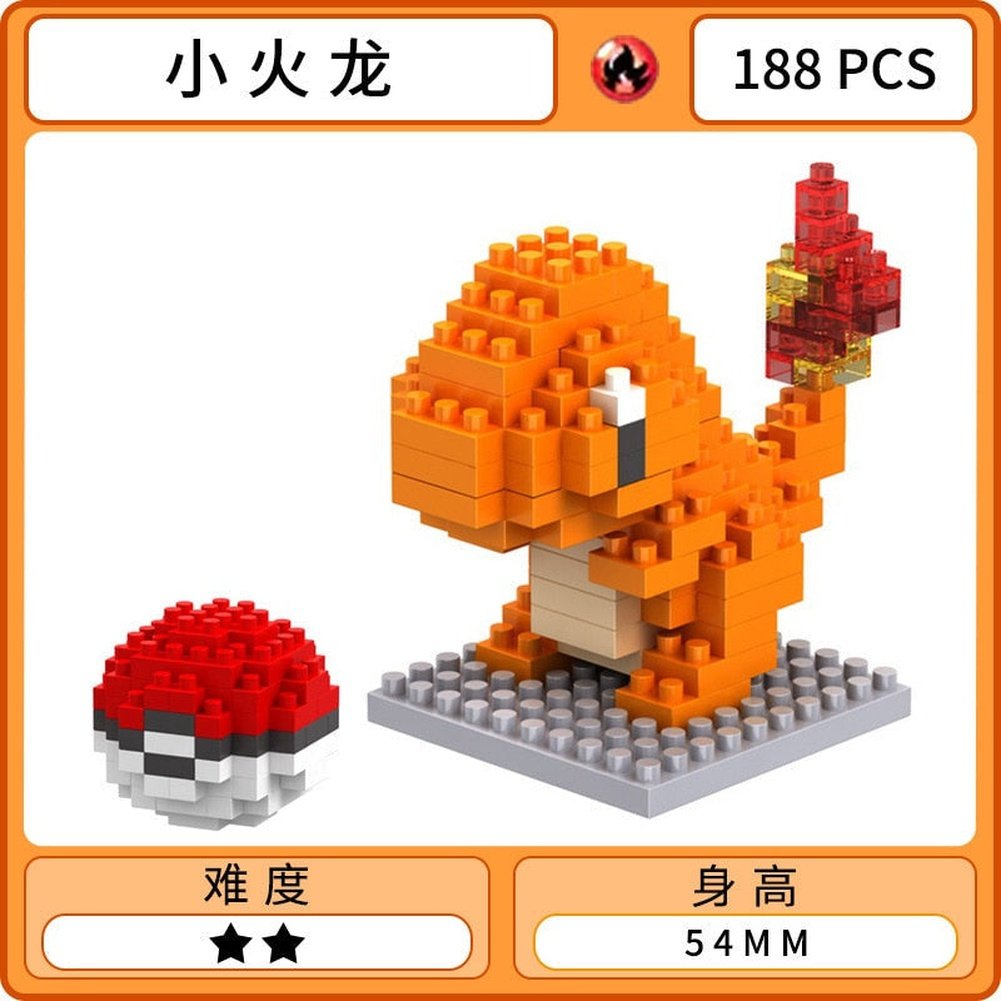 Pokemon Micro Building Blocks Squirtle Bulbasaur Charizard Blastoise Venusaur Charmander Gengar Abra Lapras Assembly Blocks Toys Jurassic Bricks