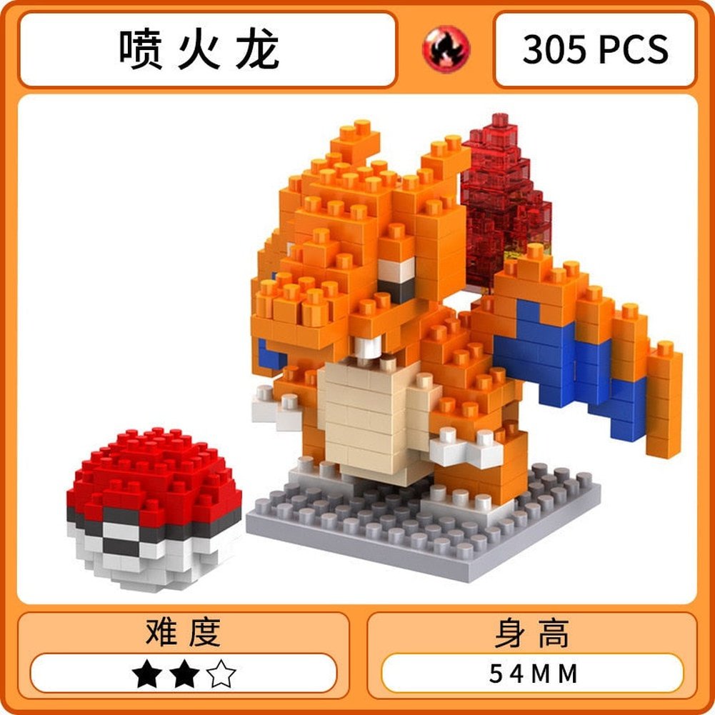 Pokemon Micro Building Blocks Squirtle Bulbasaur Charizard Blastoise Venusaur Charmander Gengar Abra Lapras Assembly Blocks Toys Jurassic Bricks