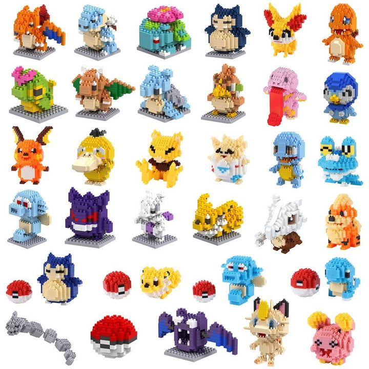 Pokemon Micro Building Blocks Squirtle Bulbasaur Charizard Blastoise Venusaur Charmander Gengar Abra Lapras Assembly Blocks Toys Jurassic Bricks