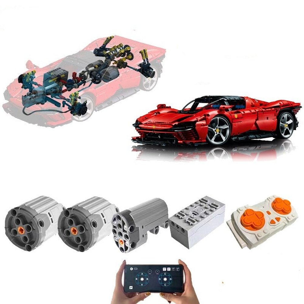 MOC NON LEGO Premium 3778 Pcs Technical Ferraried Daytona SP3 42143 Supercar Model Building Block Toy For Boy Girls  LED power pack