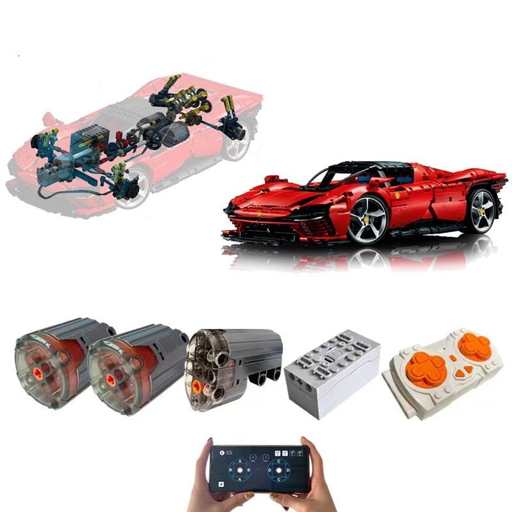 Premium 3778 Pcs Technical Ferraried Daytona SP3 42143 Supercar Model Building Block Toy For Boy Girls Gift LED power pack Jurassic Bricks