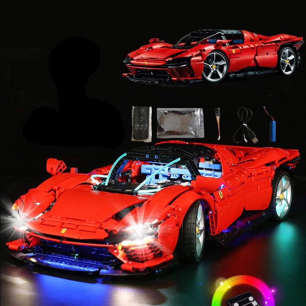 Premium 3778 Pcs Technical Ferraried Daytona SP3 42143 Supercar Model Building Block Toy For Boy Girls Gift LED power pack Jurassic Bricks