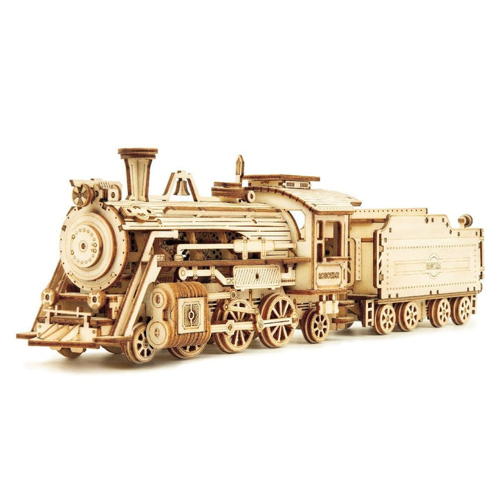 Robotime 3D Puzzle Movable Steam Train, Car, Assembly Toy Gift for Children Adult Wooden Model Building Block Kits Jurassic Bricks