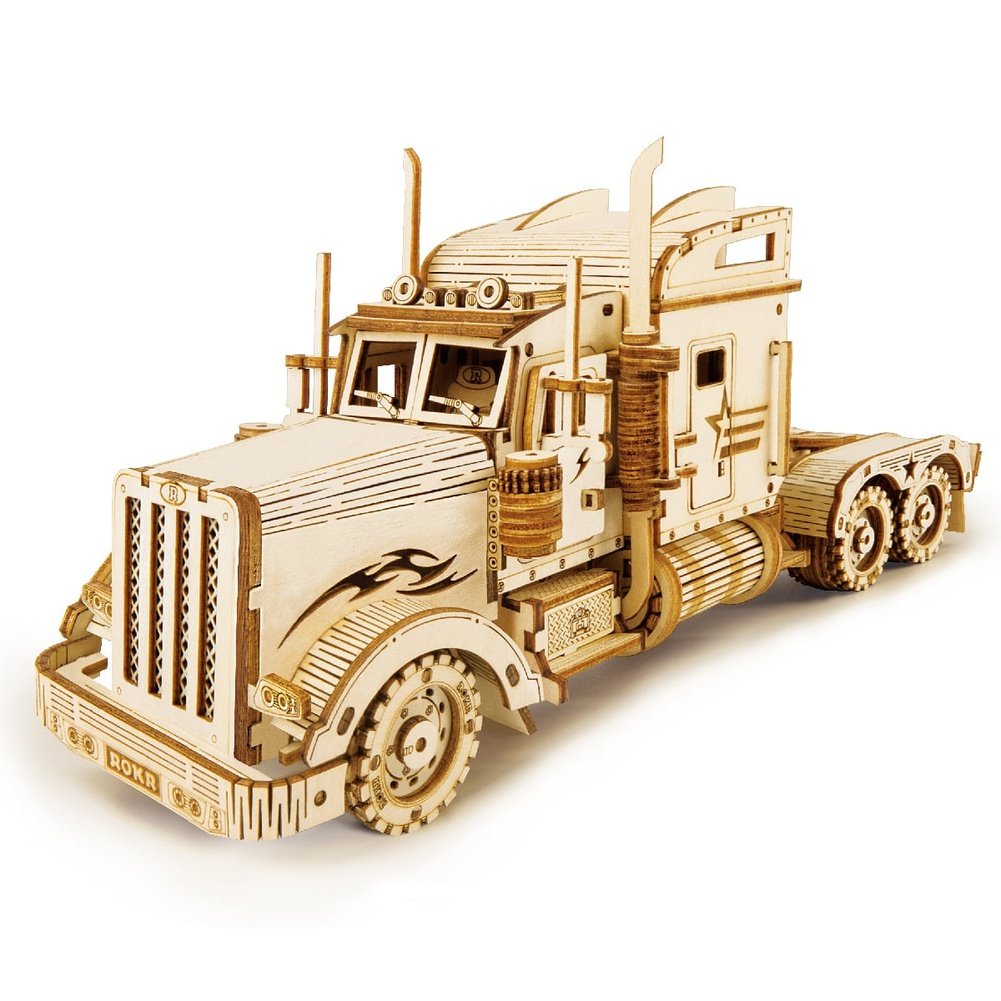 Robotime 3D Puzzle Movable Steam Train, Car, Assembly Toy Gift for Children Adult Wooden Model Building Block Kits Jurassic Bricks